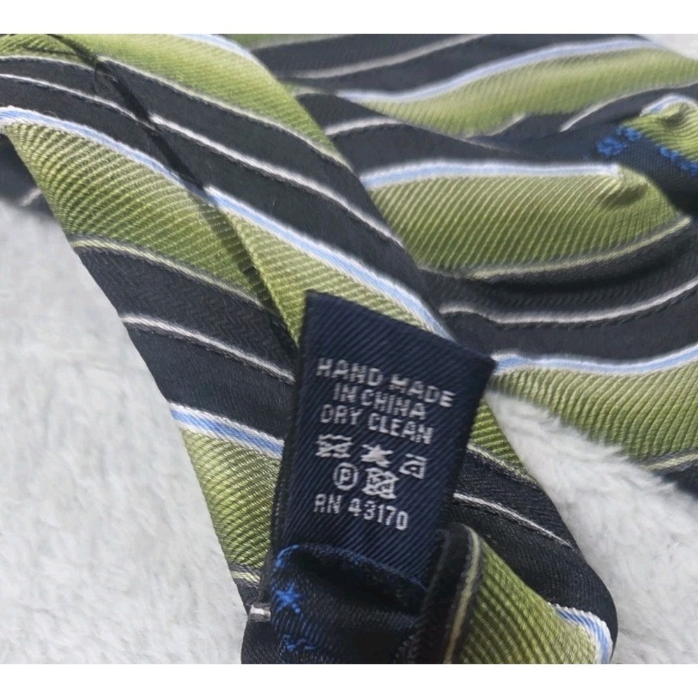 Saddlebred XL Long Silk Tie Green Black Stripe Extra Long 100% Silk Classic - Picture 6 of 10